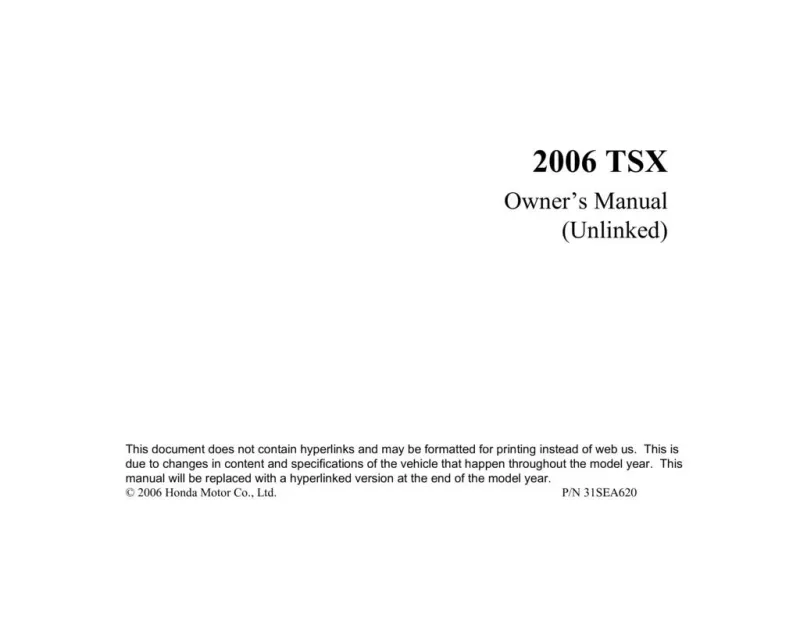 2006 Acura Tsx owners manual