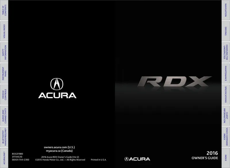 2016 Acura Rdx owners manual