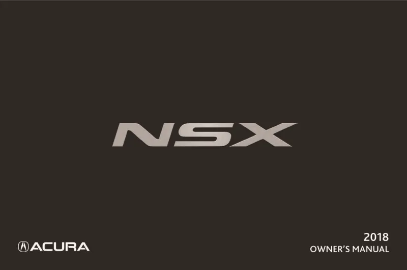 2018 Acura Nsx owners manual