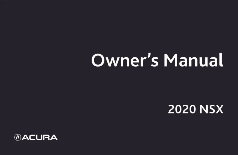 2020 Acura Nsx owners manual