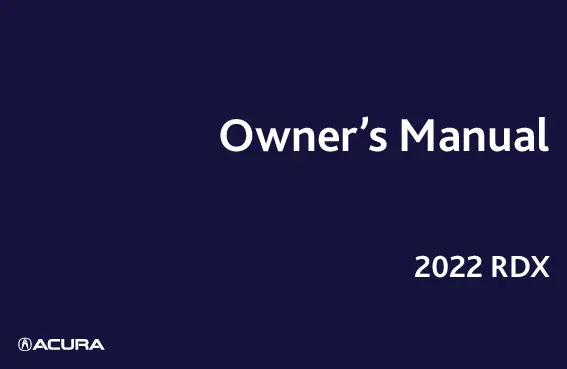 2022 Acura Rdx owners manual