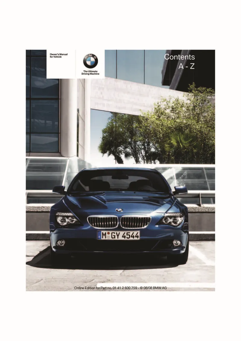 2009 BMW 6 Series owners manual