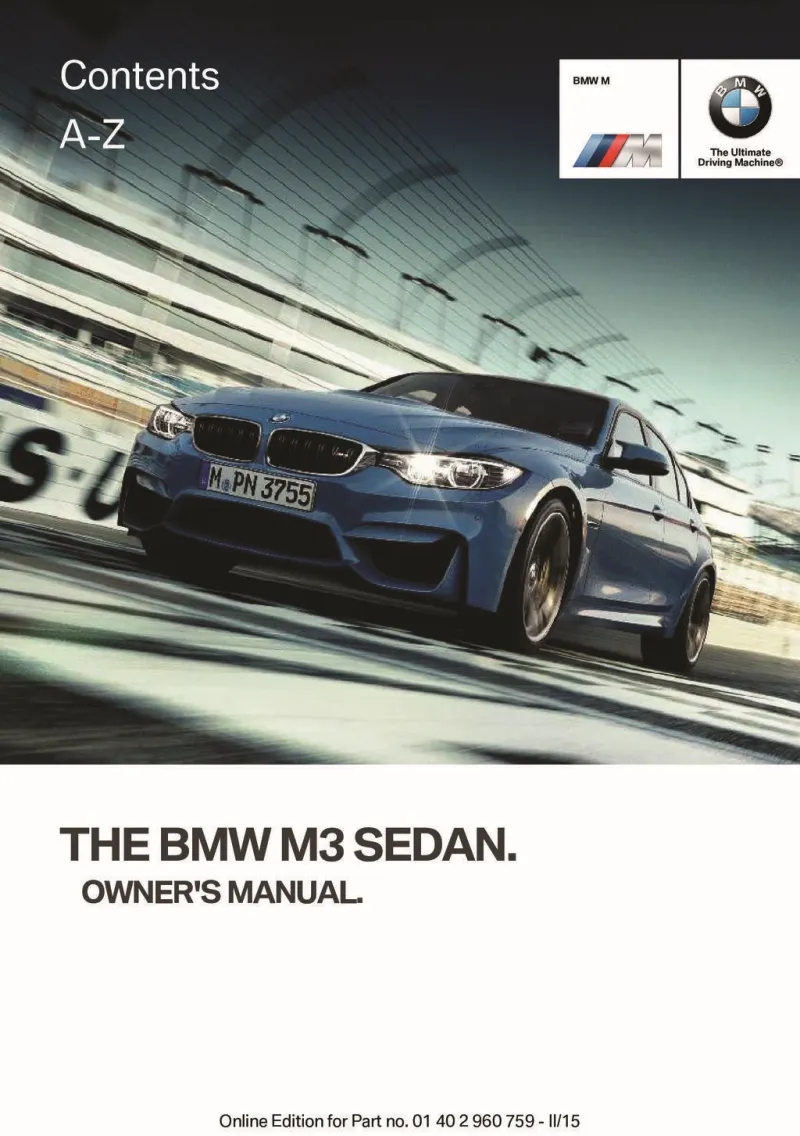 2016 BMW M3 owners manual
