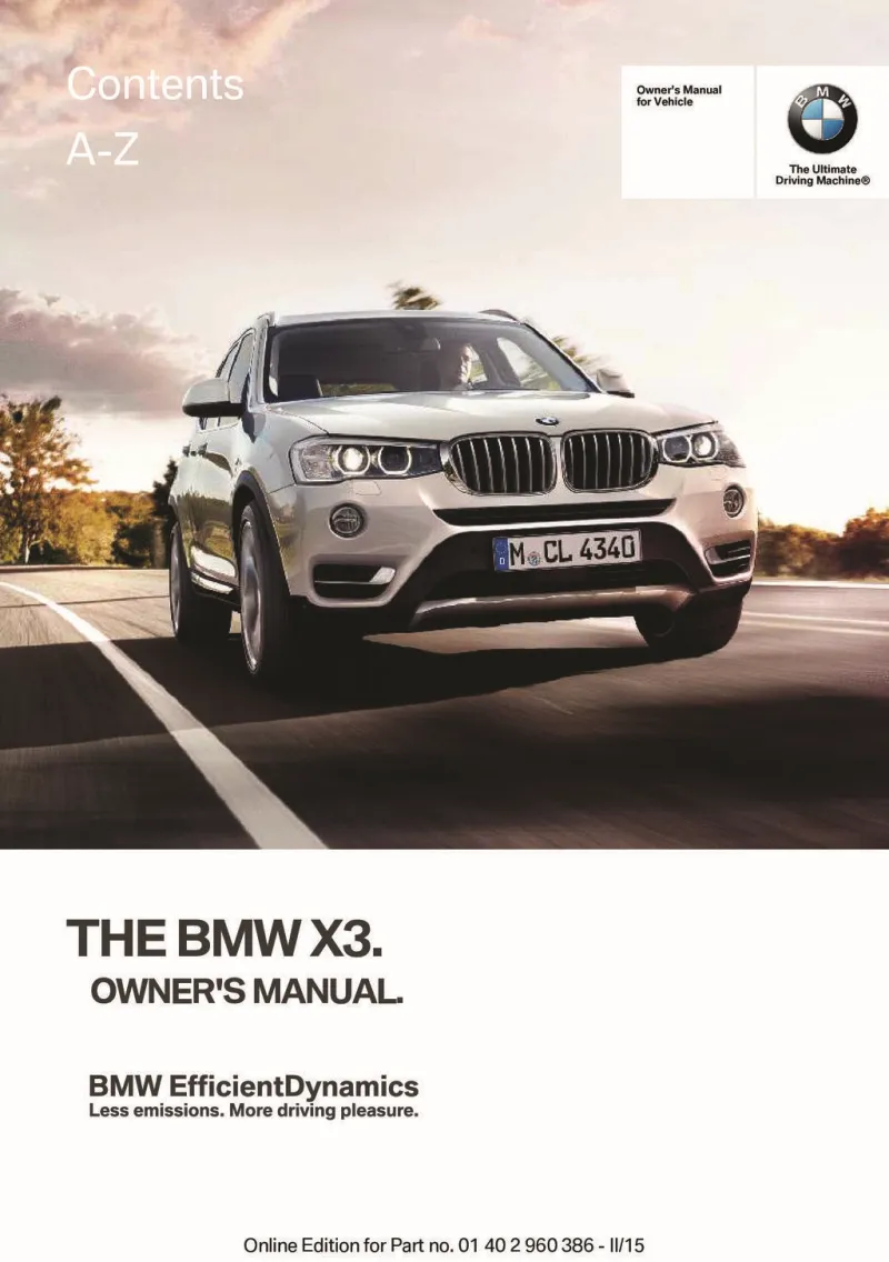 2016 BMW X3 owners manual