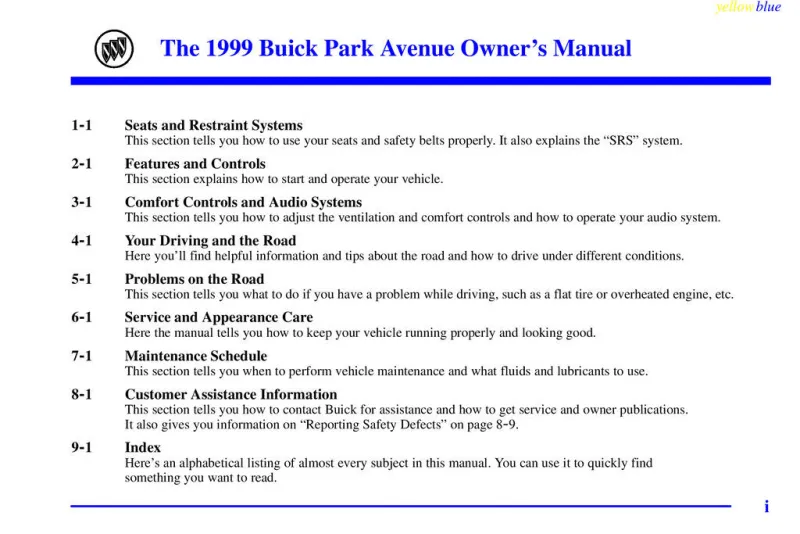 1999 Buick Park Avenue owners manual
