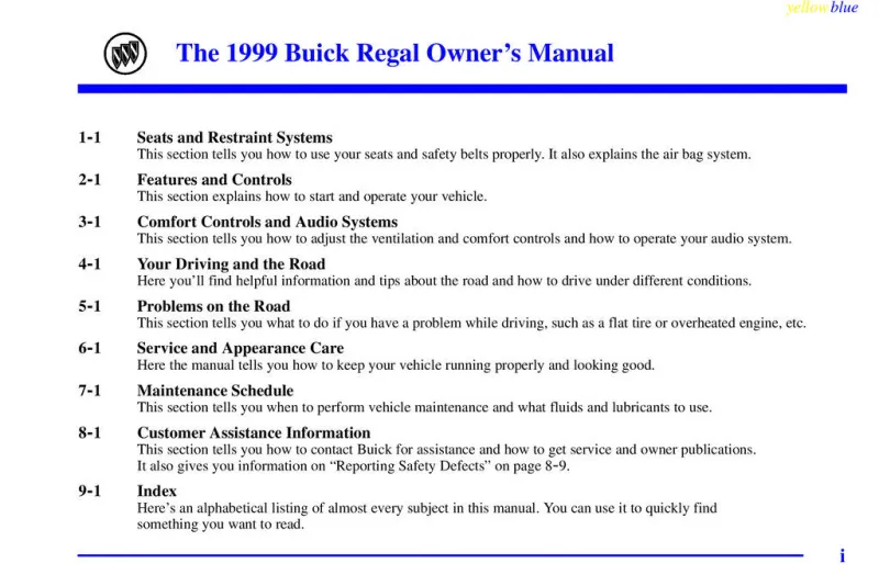 1999 Buick Regal owners manual