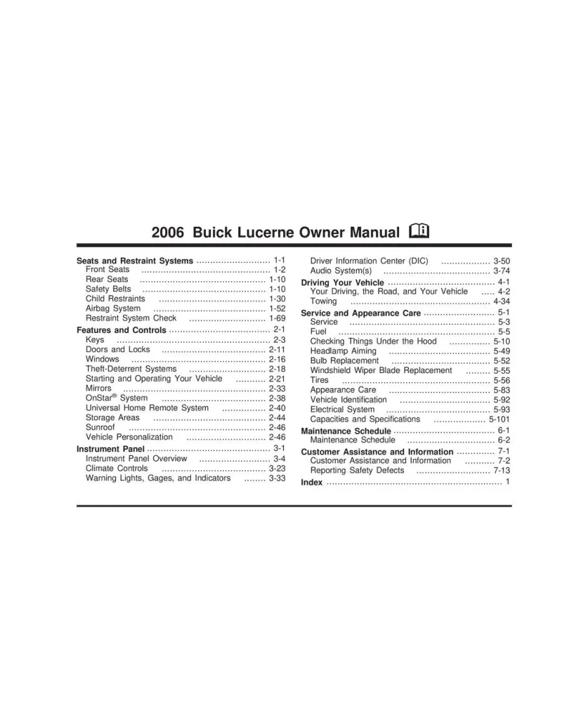 2006 Buick Lucerne owners manual