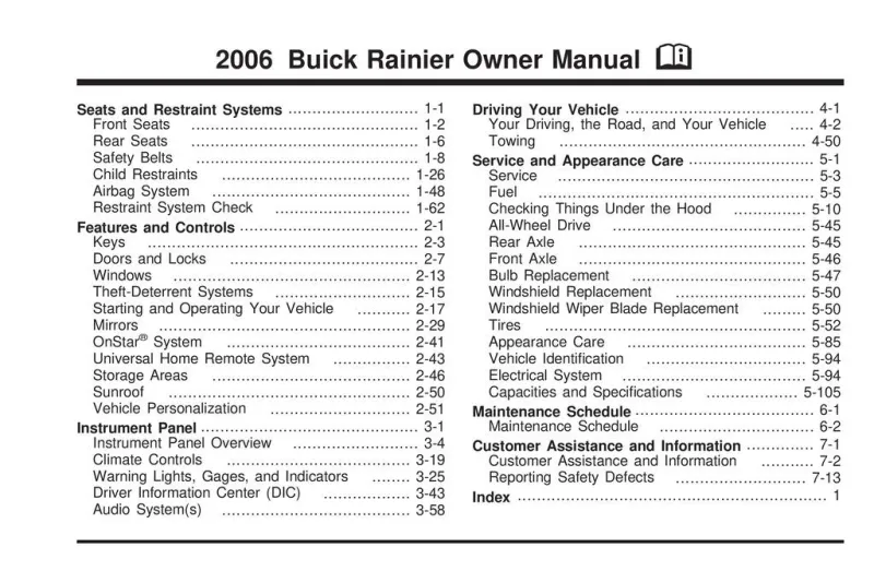 2006 Buick Rainier owners manual