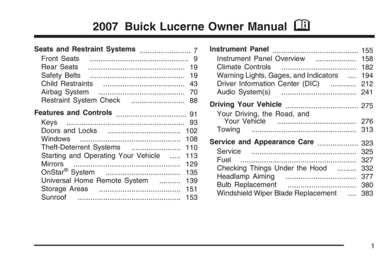 2007 Buick Lucerne owners manual