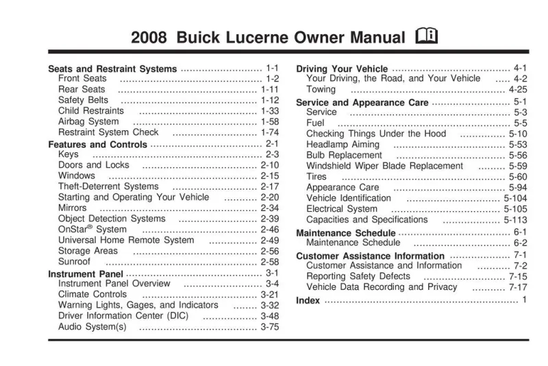 2008 Buick Lucerne owners manual