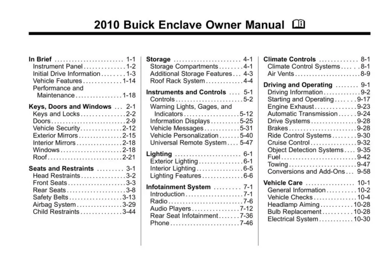 2010 Buick Enclave owners manual