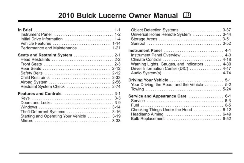 2010 Buick Lucerne owners manual