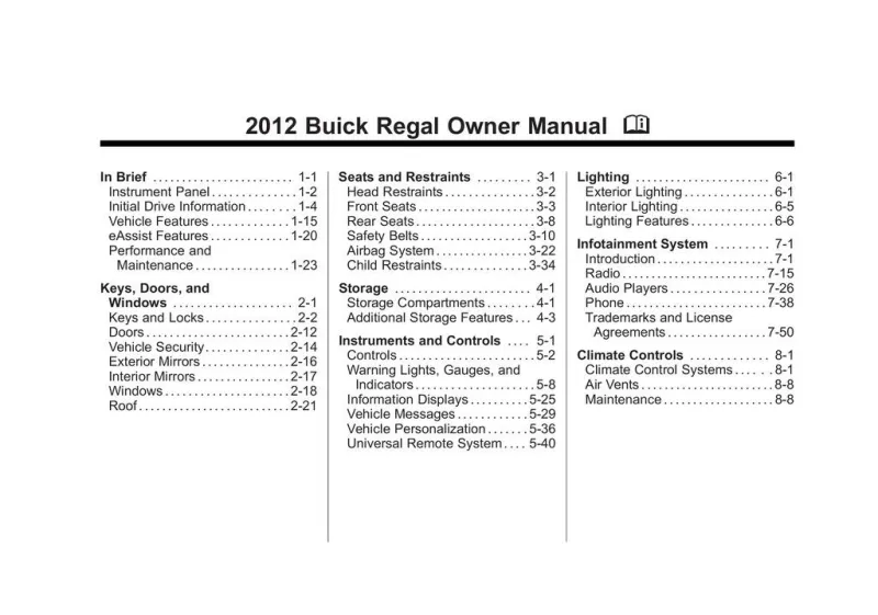 2012 Buick Regal owners manual