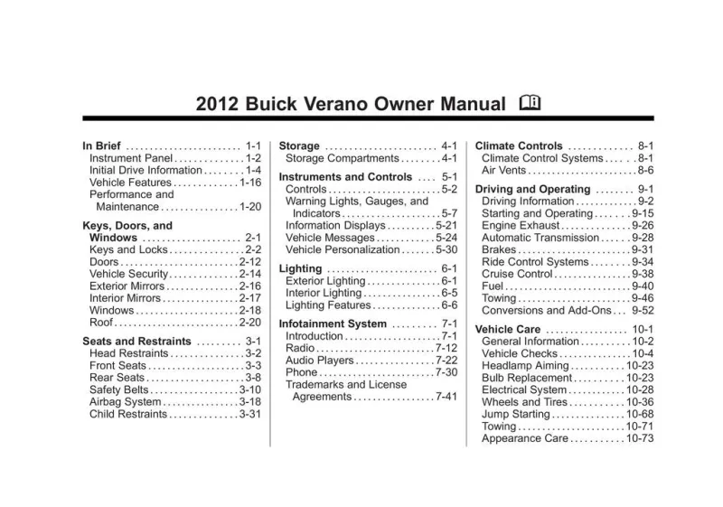 2012 Buick Verano owners manual