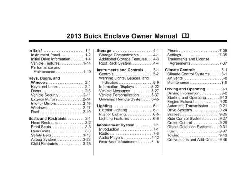 2013 Buick Enclave owners manual
