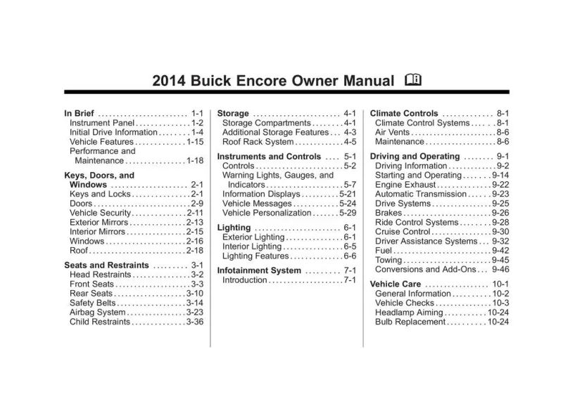 2013 Buick Encore owners manual