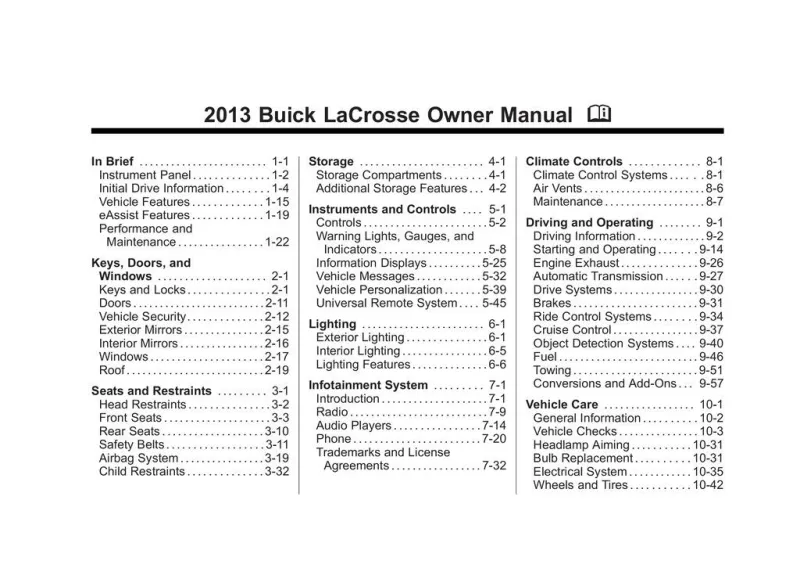 2013 Buick Lacrosse owners manual