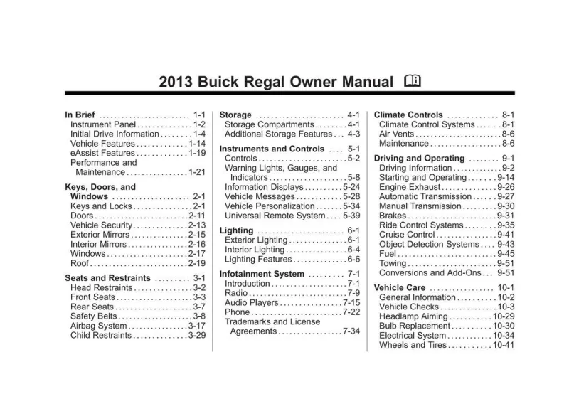 2013 Buick Regal owners manual