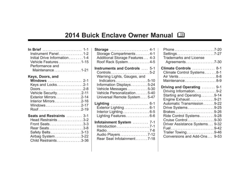 2014 Buick Enclave owners manual