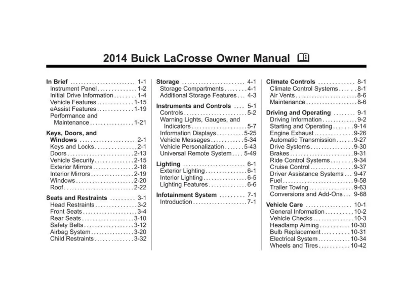 2014 Buick Lacrosse owners manual