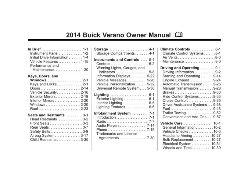 2014 Buick Verano owners manual