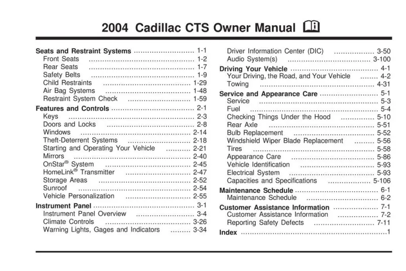2004 Cadillac Cts owners manual