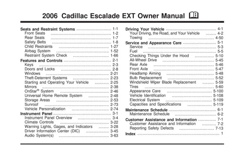 2006 Cadillac Escalade Ext owners manual