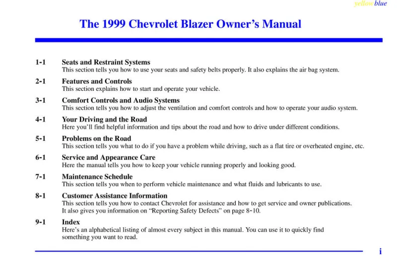 1999 Chevrolet Blazer owners manual