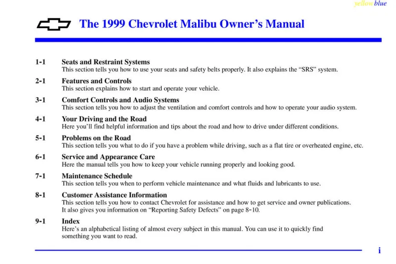 1999 Chevrolet Malibu owners manual