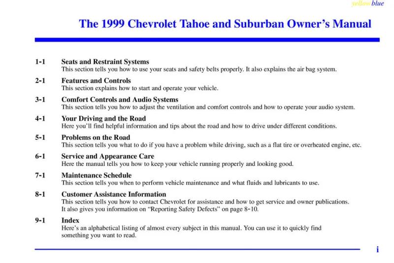 1999 Chevrolet Tahoe owners manual