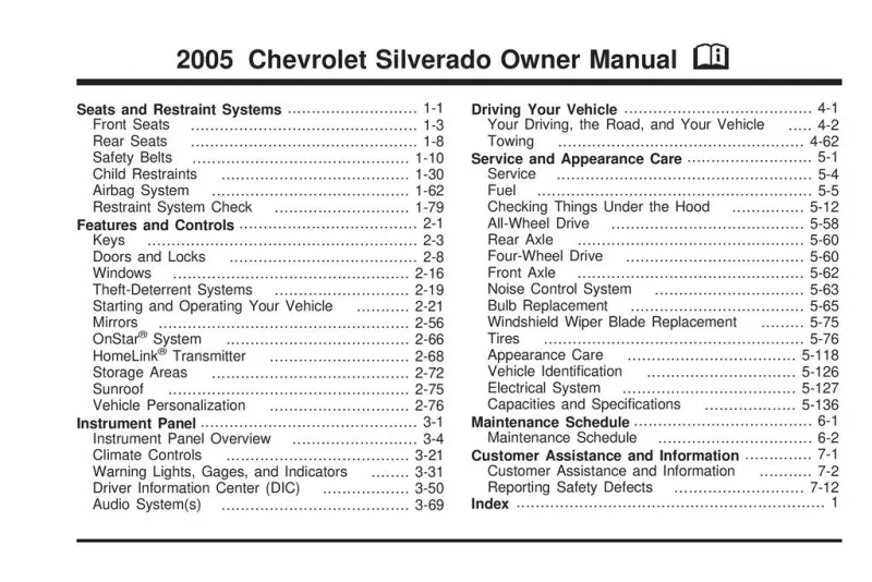 2005 Chevrolet Silverado owners manual