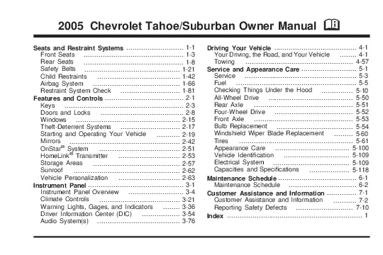 2005 Chevrolet Suburban owners manual