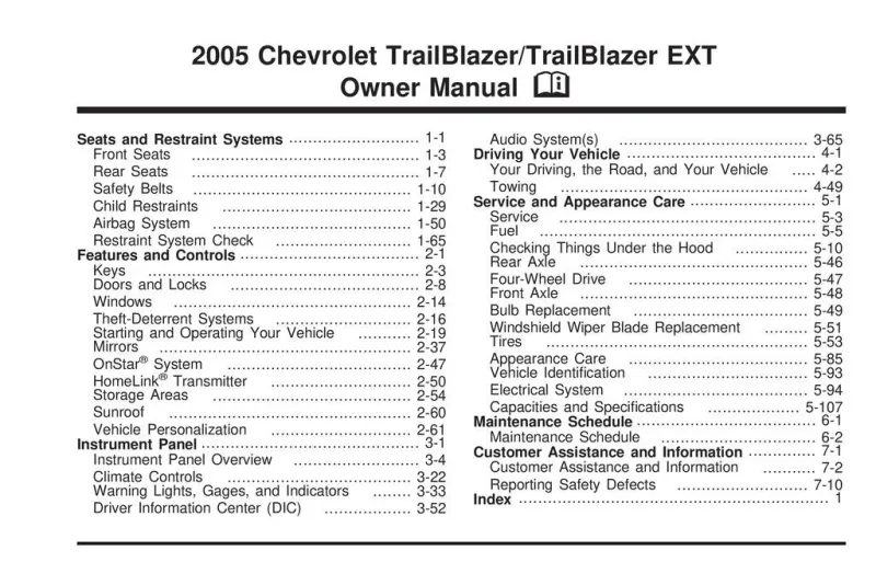2005 Chevrolet Trailblazer owners manual