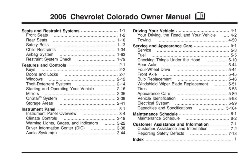 2006 Chevrolet Colorado owners manual