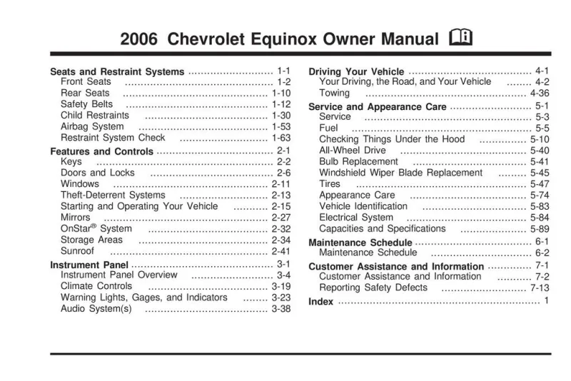 2006 Chevrolet Equinox owners manual