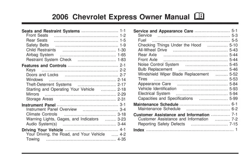 2006 Chevrolet Express owners manual
