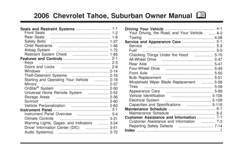 2006 Chevrolet Suburban owners manual