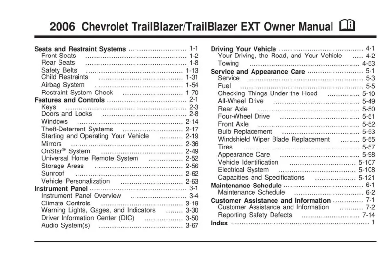 2006 Chevrolet Trailblazer owners manual