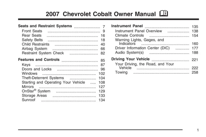 2007 Chevrolet Cobalt owners manual