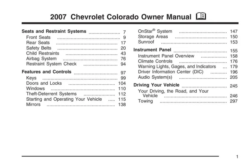 2007 Chevrolet Colorado owners manual