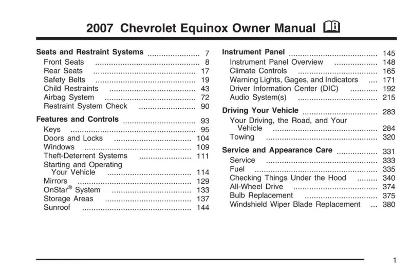 2007 Chevrolet Equinox owners manual