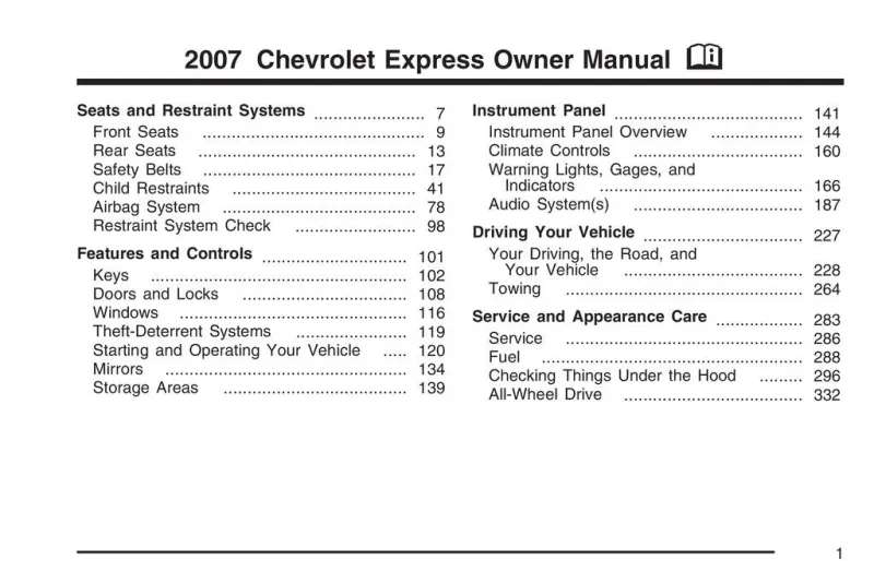 2007 Chevrolet Express owners manual