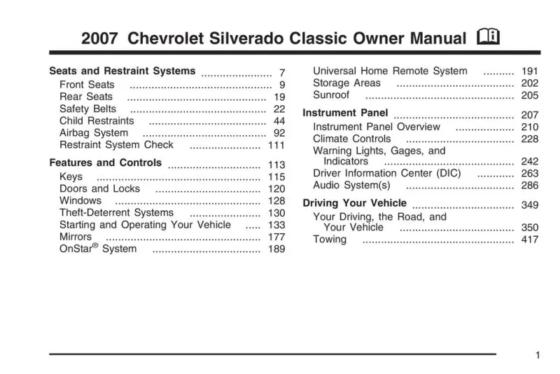 2007 Chevrolet Silverado owners manual
