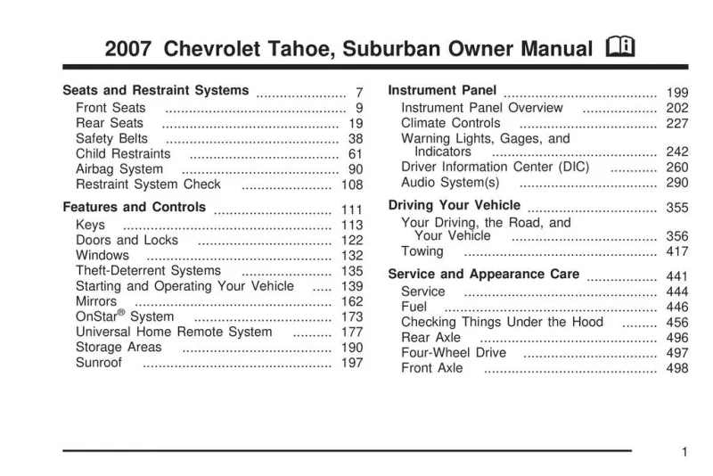2007 Chevrolet Tahoe owners manual