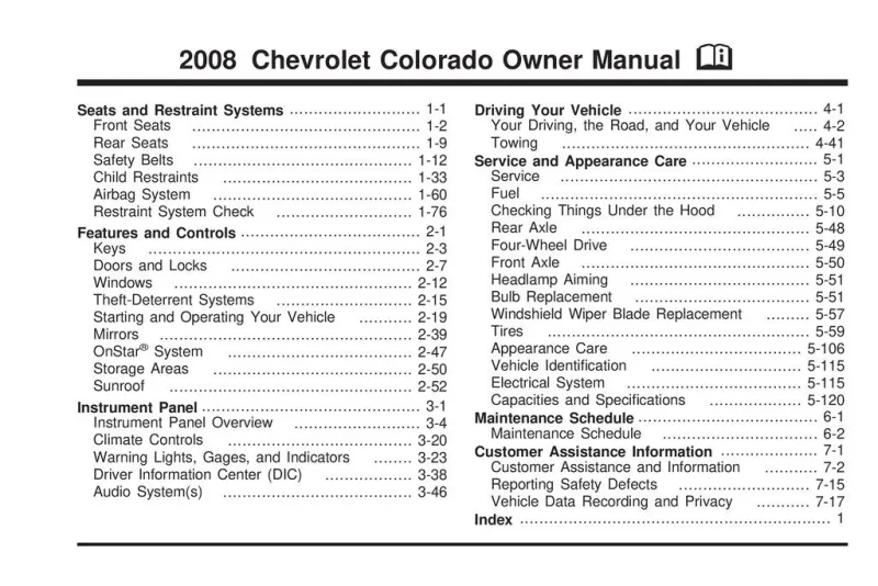 2008 Chevrolet Colorado owners manual
