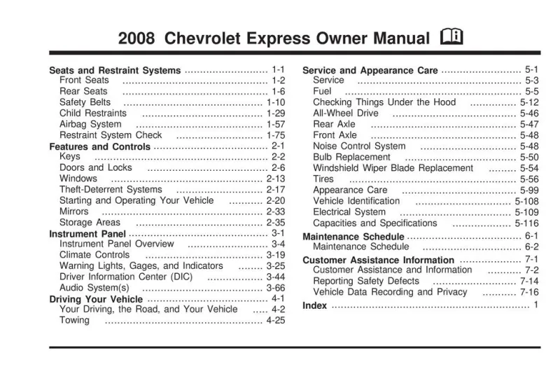 2008 Chevrolet Express owners manual