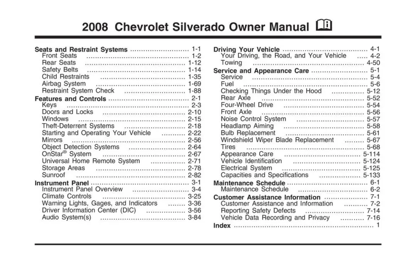 2008 Chevrolet Silverado owners manual
