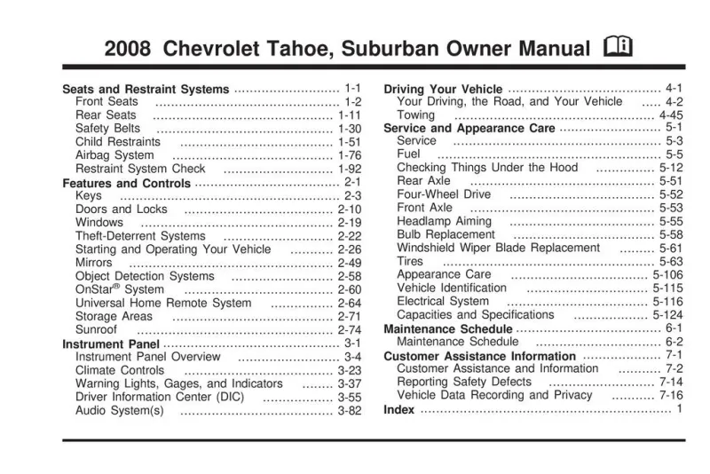 2008 Chevrolet Tahoe owners manual