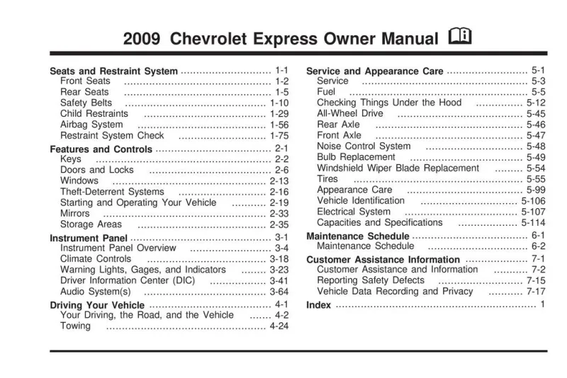 2009 Chevrolet Express owners manual