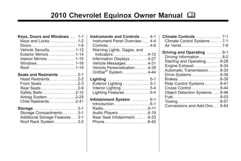2010 Chevrolet Equinox owners manual